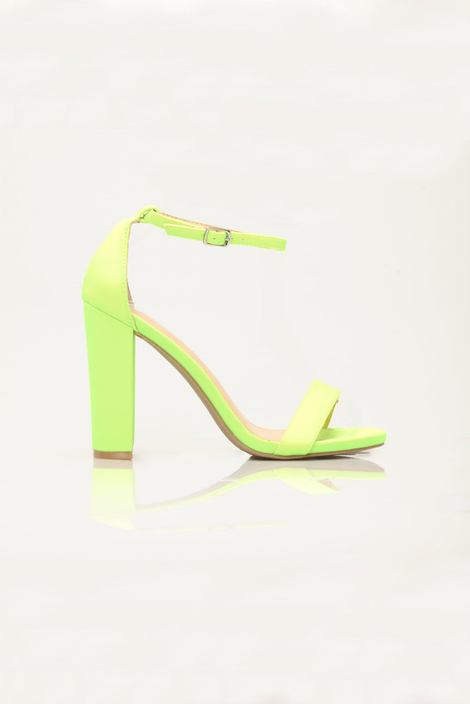 Just Think About It Heeled Sandals - Neon Yellow