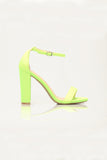 Just Think About It Heeled Sandals - Neon Yellow