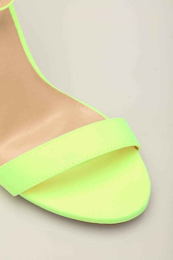 Just Think About It Heeled Sandals - Neon Yellow