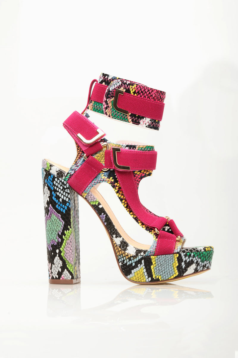 Head In The Clouds Platform Heel - Mutli Snake