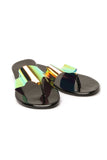 Off Balance Flat Sandals - Black Hologram