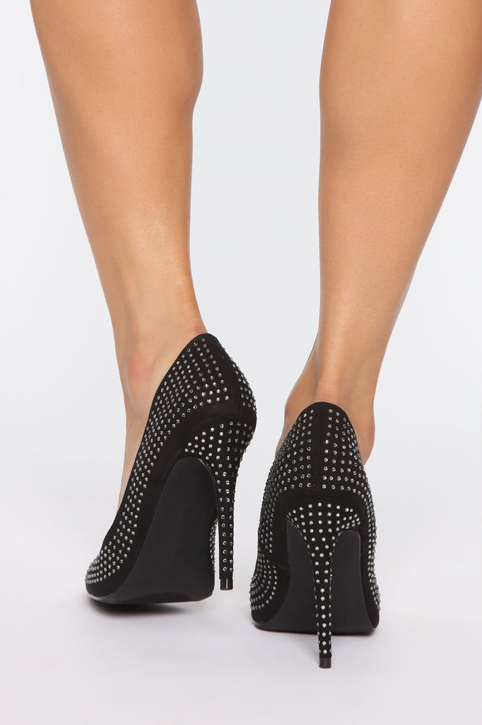 Bossin Up Rhinestone Pumps - Black