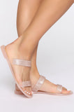 Always Outshining Rhinestone Flat Sandal - Nude