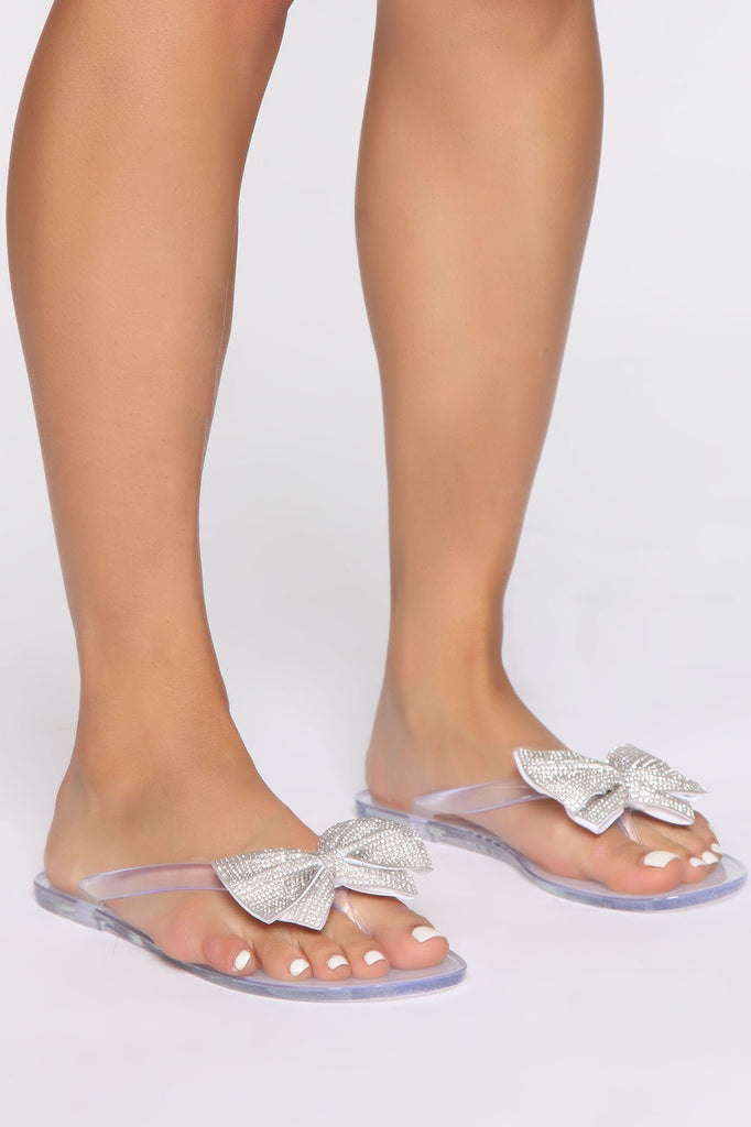 Sweet Things Rhinestone Flat Sandals - Clear