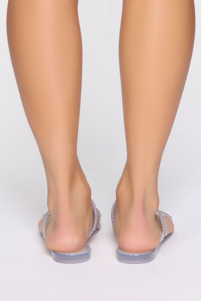 Always Outshining Rhinestone Flat Sandal - Clear
