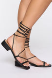 Jaelyn Lace Up Heeled Sandal - Black