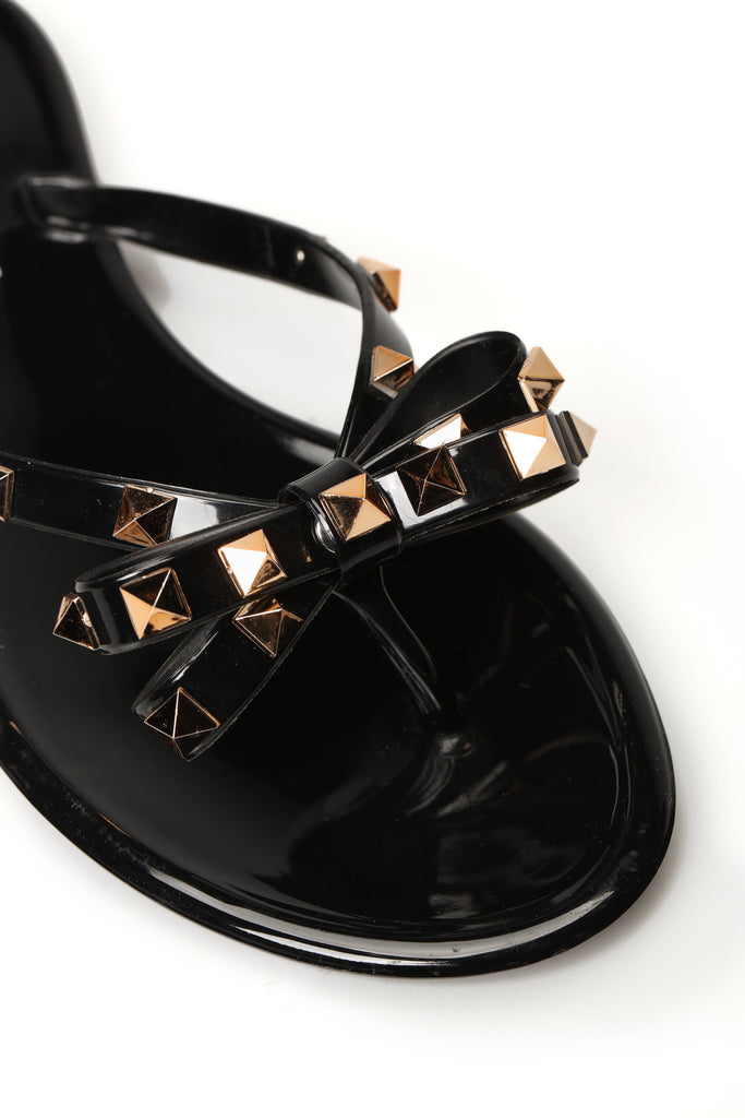 Studded Sister Flat Sandal - Black