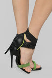 Too Good For You Heeled Sandals - Black/Neon Yellow