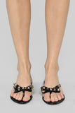 Studded Sister Flat Sandal - Black