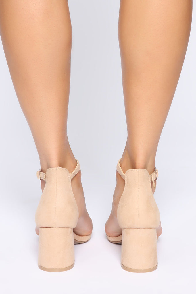 Oh So Innocent Square Toe Heel Sandals - Nude