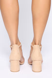 Oh So Innocent Square Toe Heel Sandals - Nude