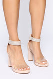 Luminous Moments Rhinestone Heeled Sandals - Nude