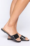 Too Cute To Care Flat Sandals - Black/Black