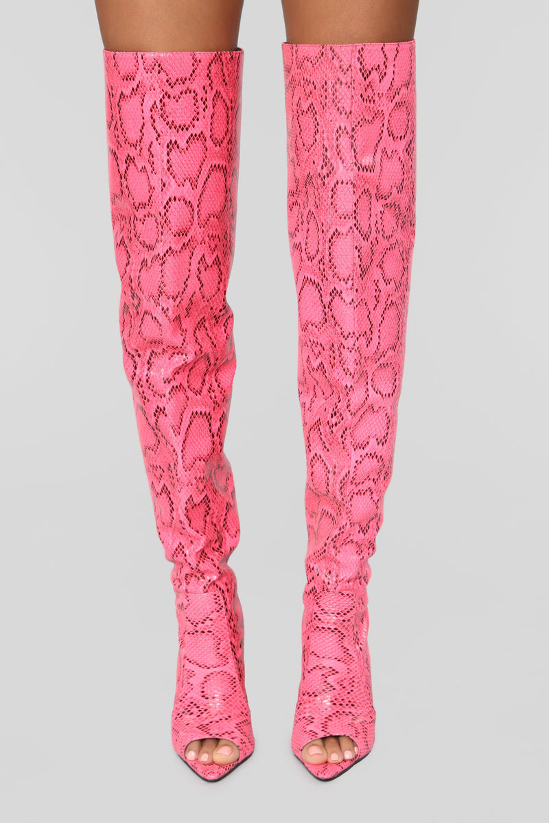 Desire Heeled Boot - Neon Pink