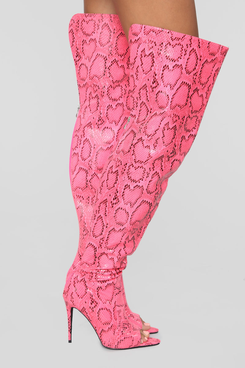 Desire Heeled Boot - Neon Pink