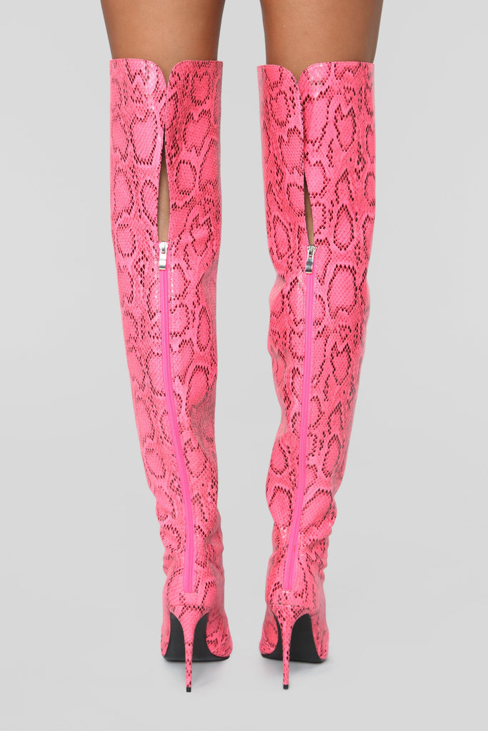 Desire Heeled Boot - Neon Pink