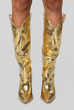 Whatever You Say Heeled Boot - Gold