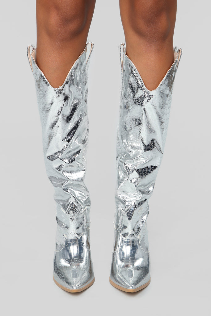 Whatever You Say Heeled Boot - Silver