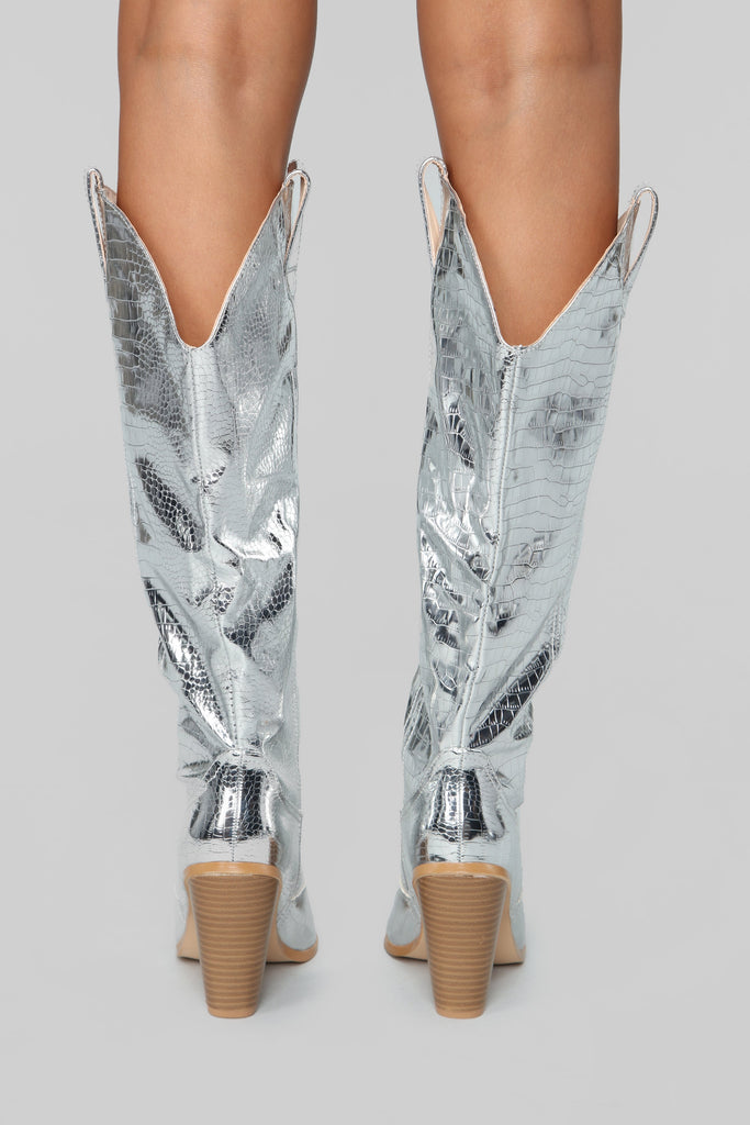 Whatever You Say Heeled Boot - Silver