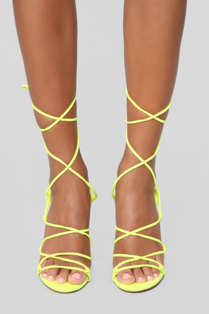 Blissful Heeled Sandals - Neon Yellow