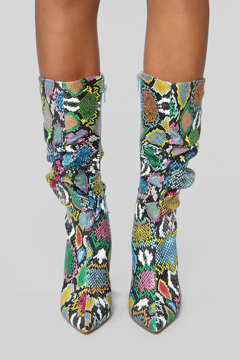 Bring It On Heeled Boots - Rainbow Snake