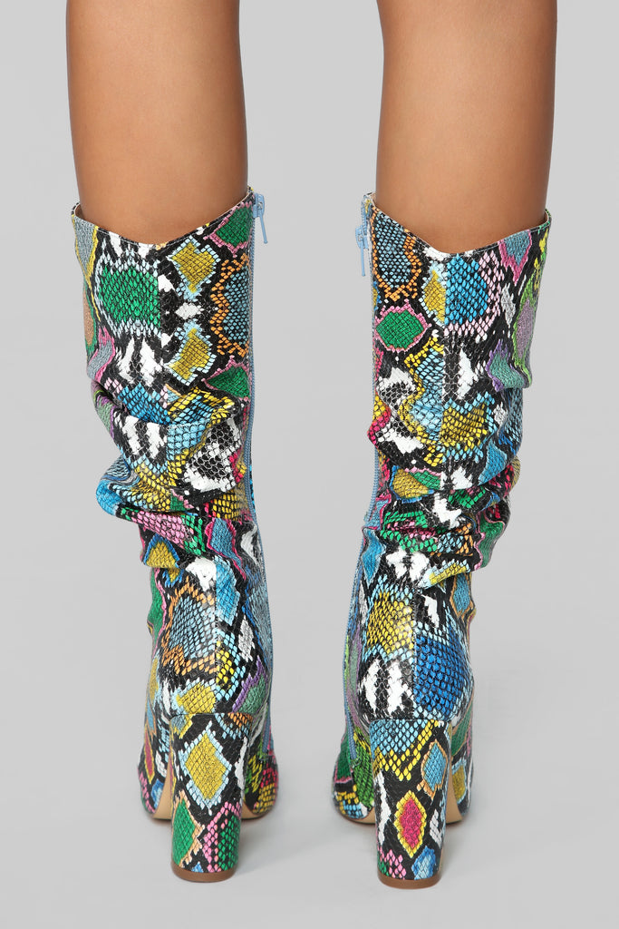 Bring It On Heeled Boots - Rainbow Snake
