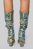 Bring It On Heeled Boots - Rainbow Snake