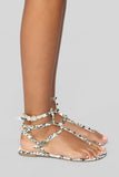 Never Too Late Flat Sandals - Snake