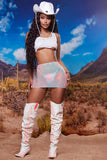 Western Chic Heeled Boots - White