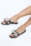 Bow Down Flat Sandal - Black