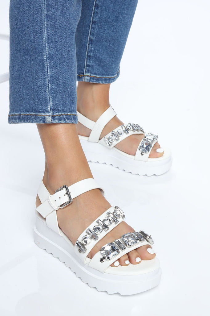 Not Interested In You Flat Sandals - White