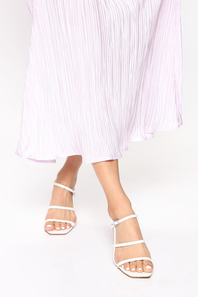 Moving On Square Toe Heeled Sandals - White