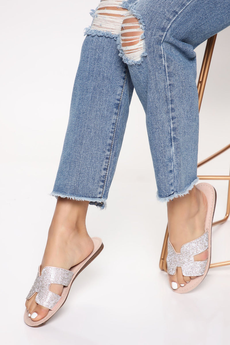 Glitz And More Glitz Flat Sandals - Nude