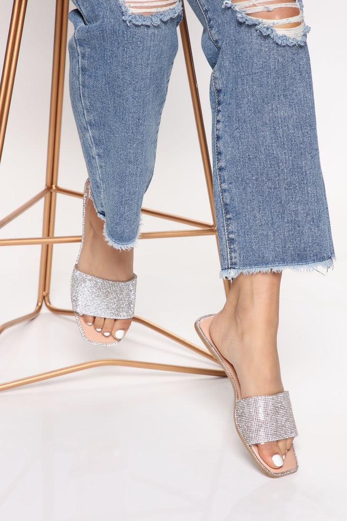 Initial Spark Rhinestone Flat Sandal - Nude
