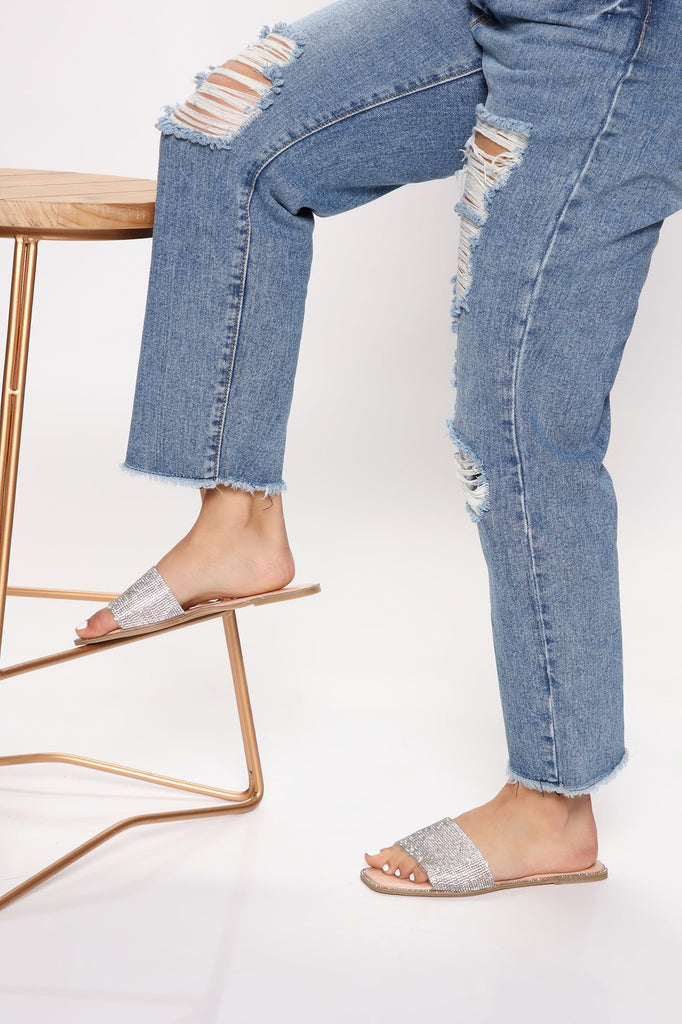 Initial Spark Rhinestone Flat Sandal - Nude