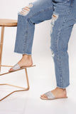 Initial Spark Rhinestone Flat Sandal - Nude