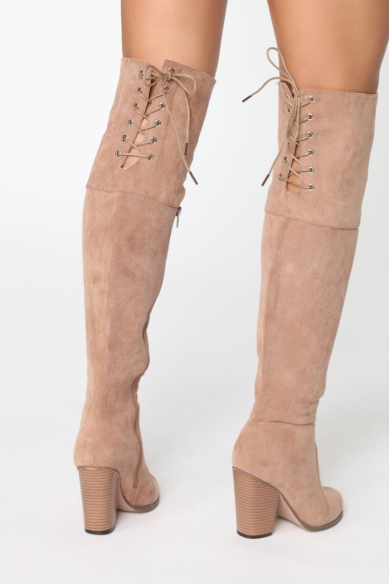 Cuffing Season Heeled Boots - Taupe