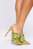 Made For You Heeled Sandals - Neon Yellow Snake