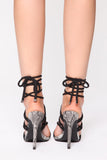 Bring It Back Heeled Sandals - Black/Snake