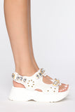 Glam Girl Flat Sandals - White