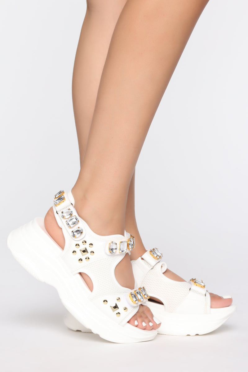 Glam Girl Flat Sandals - White