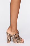 Reality Check Heeled Sandals - Tan Snake
