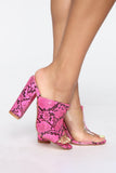 Reality Check Heeled Sandals - Neon Pink Snake