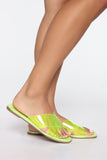 She's Worth It Flat Sandals - Neon Green