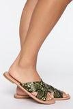 Under No Circumstances Flat Sandals - Neon Green Snake