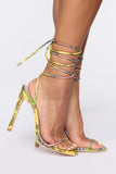 Tied To You Heeled Sandals - MultiColor Snake