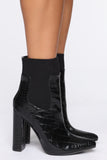 Pay Attention Booties - Black Croc