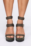 Long Gone Heeled Sandals - Olive