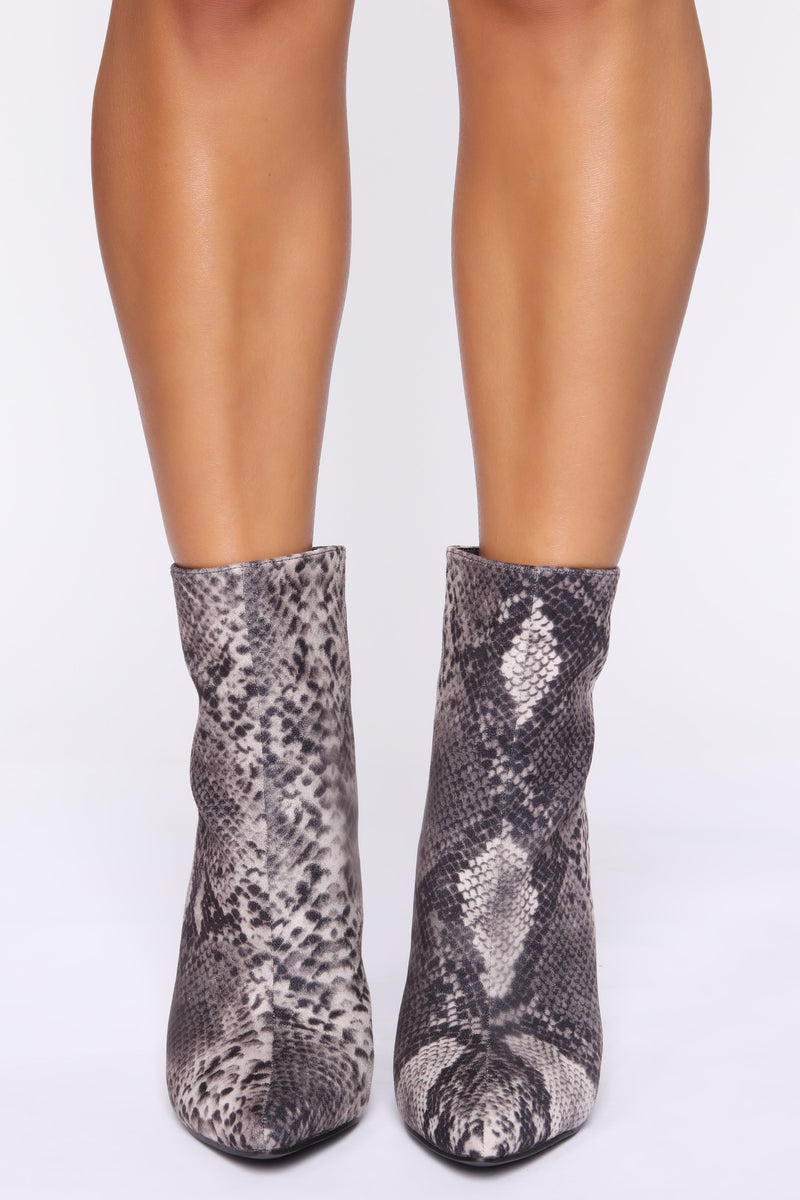 Wanting More Booties - Grey Snake