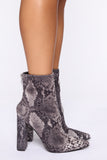 Wanting More Booties - Grey Snake